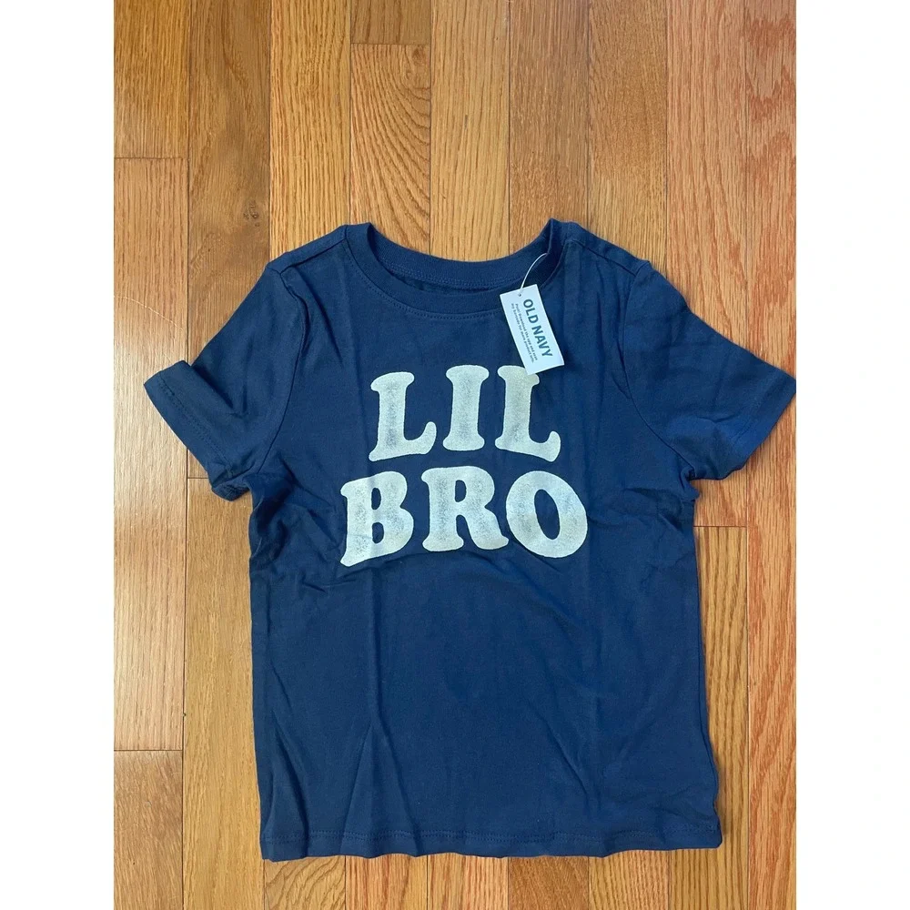 Old Navy Kids Navy Blue Lil Bro Graphic Short Sleeve T-Shirt‎ 5T NWT